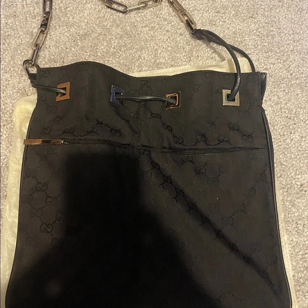 Gucci Black Monogram Tote with Chain Strap 100% Authentic - Picture 2 of 13